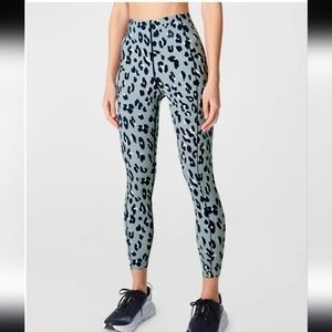 Sweaty Betty Leopard Print Blue High Waisted Leggings Work Out